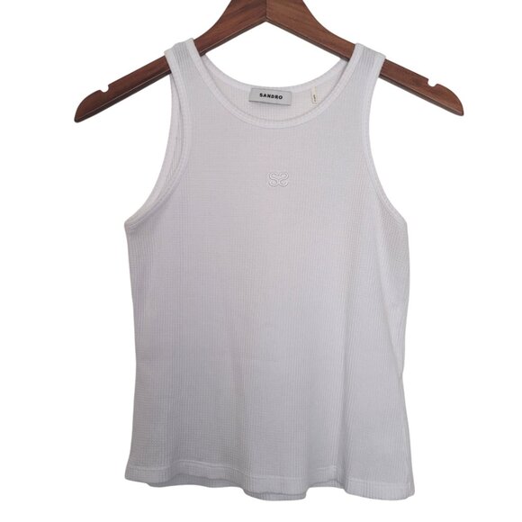 SANDRO White Waffle Knit Tank XS/Small Like-New - Picture 1 of 7